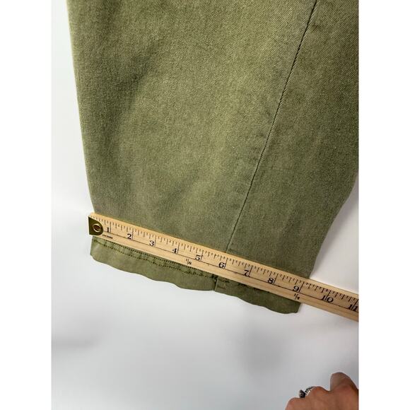 Urban Outfitters Emma Denim Flared Jumpsuit Women S Olive Green Utility Stretch - Picture 10 of 12